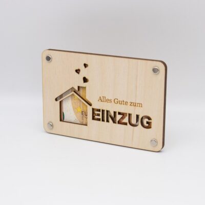 Holzkarte - Geldgeschenk zum Einzug - Neues Heim