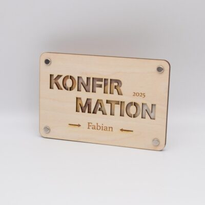 Holzkarte - Geschenkkarte - Geldgeschenk zur Konfirmation- personalisiert