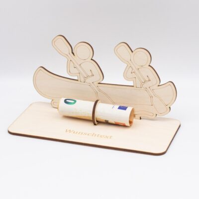 Geldgeschenk Kanu fahren - aus Holz personalisiert