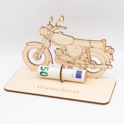 Geldgeschenk Simson S51 - aus Holz personalisiert
