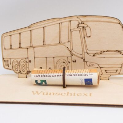Geldgeschenk Reisebus - aus Holz personalisiert