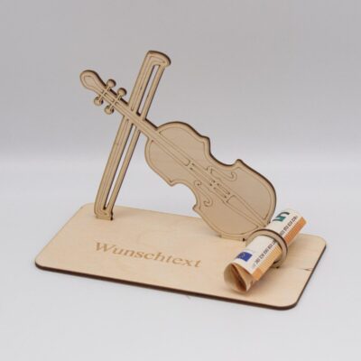 Geldgeschenk Geige/Violine - aus Holz personalisiert