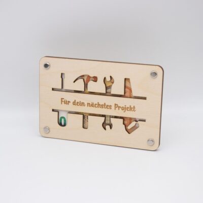 Holzkarte - Geldkarte - Geldgeschenk Werkzeug ( 10x 15 cm )